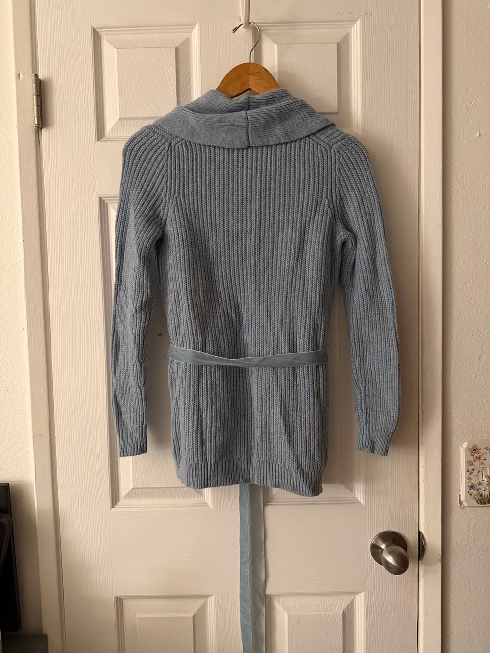 Talbots Pale Blue Hooded Belted Cardigan - Picture 4 of 8